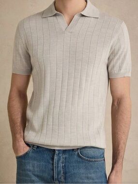 John Henric Sand Polo Shirt Slim Fit| 100% Merino Wool Medium